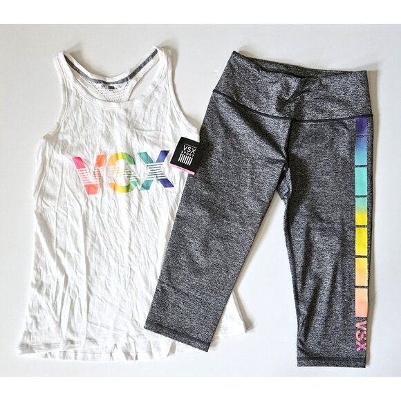 Victoria’s Secret VSX XS S NWT Knockout Crop Leggings Tank Top Set - Picture 1 of 4